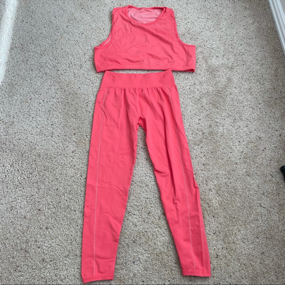 NWT Shein coral two piece athletic workout set size large